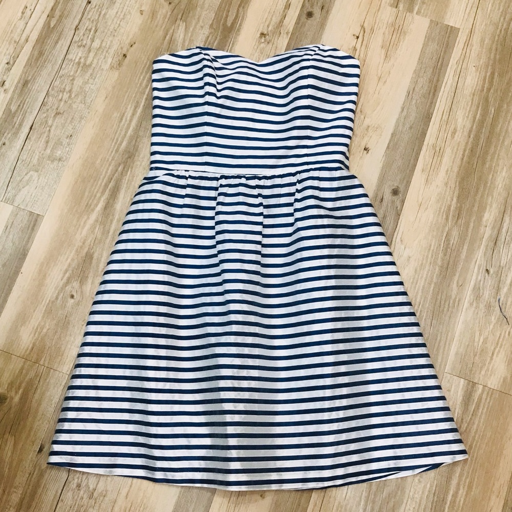 NWT LulaKate strapless blue/white dress 8
